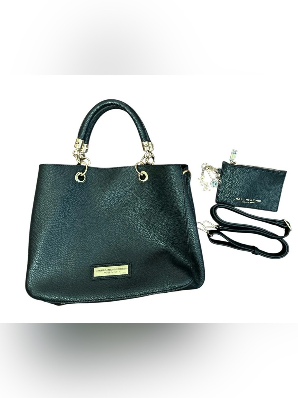 Marc New York Andrew Marc Black Handbag Purse With Detachable Crossbody Strap
